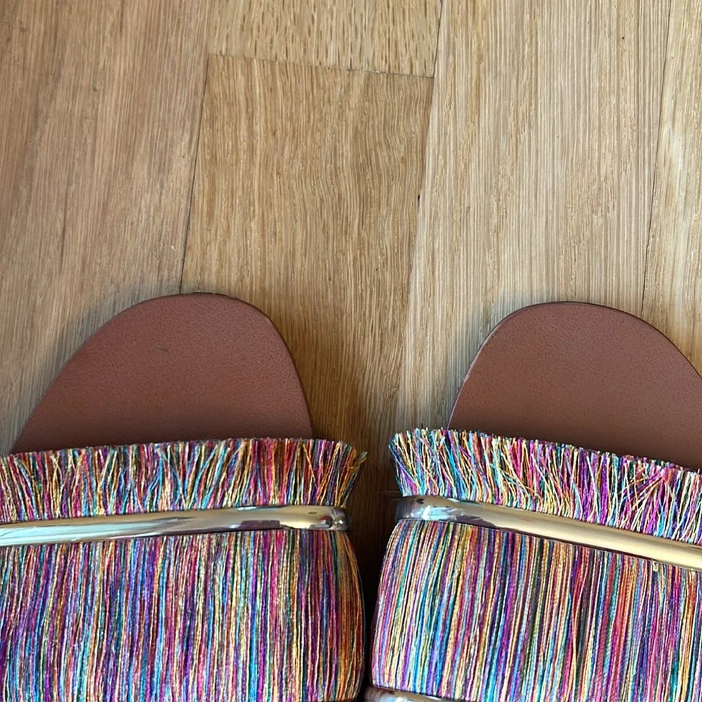 Zara Multicolor Fringe Slip On Sandals Women’s Size 36 - Picture 11 of 11
